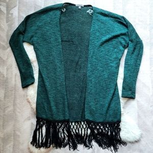 Emerald Cardigan Super Comfy Tasseled bottom Charlotte Russe